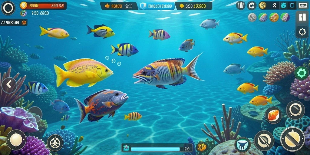 Tampilan gameplay seru dari permainan Tembak Ikan 66D.