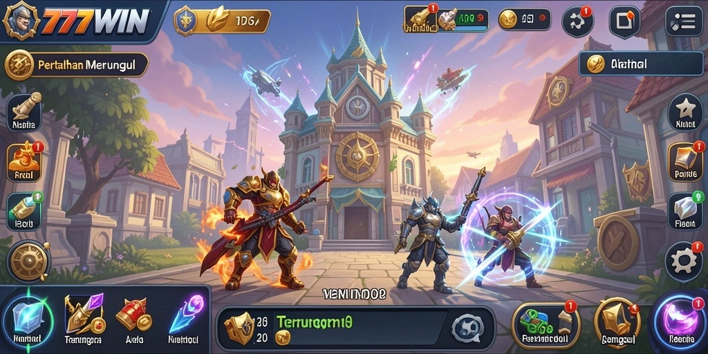 Gameplay mendebarkan dalam Tower Defense 777WIN.