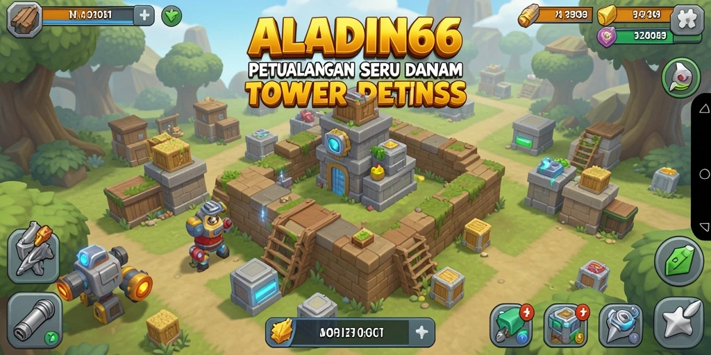 Tampilan gameplay ALADIN66 dalam aksi Tower Defense yang seru.