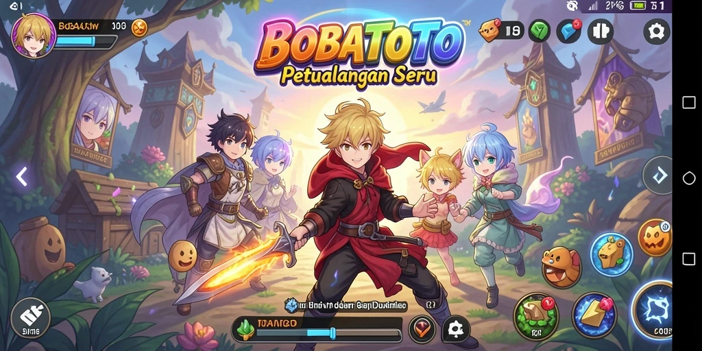 Tangkapan layar utama BOBATOTO menampilkan karakter anime yang beraksi.