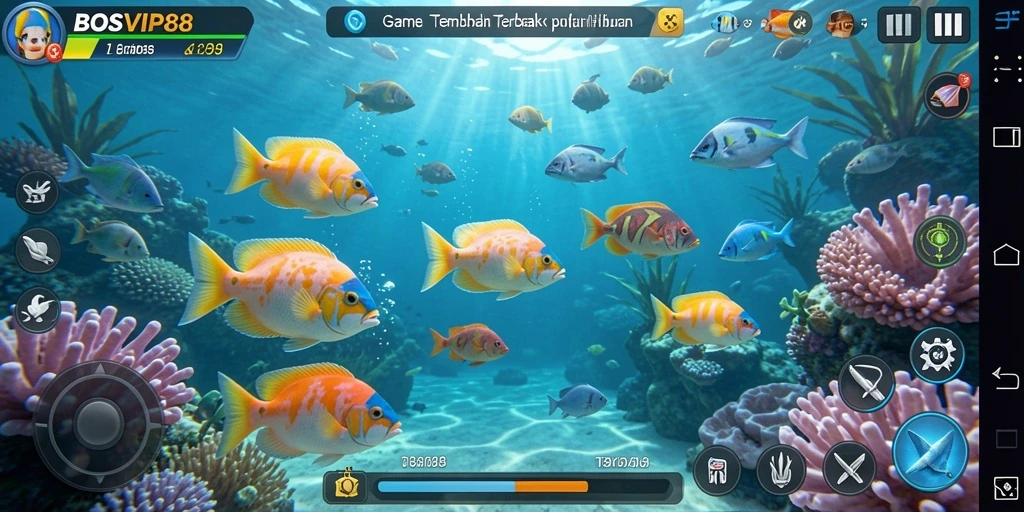 Tampilan gameplay BOSVIP88 dengan aksi seru menembak ikan.