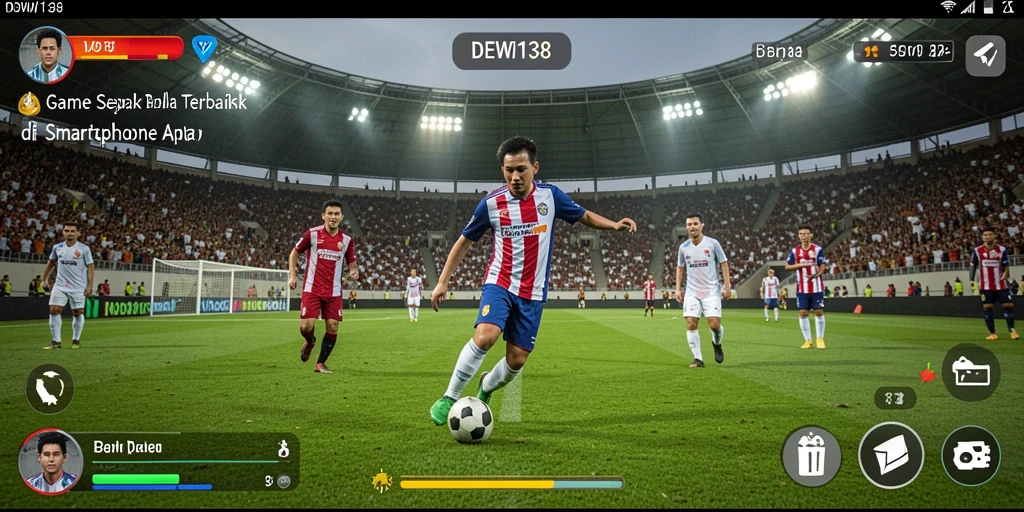 Tampilan gameplay DEWI138 dengan aksi sepak bola yang intens.
