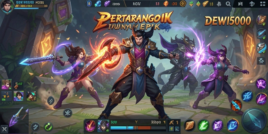 Tampilan gameplay seru DEWI5000 di arena pertempuran.