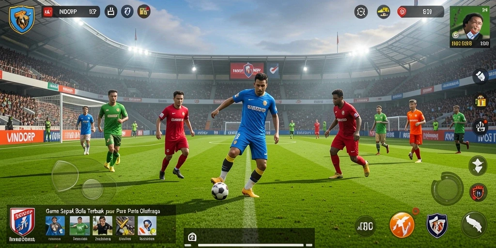 Tampilan gameplay INTORP dengan suasana stadion yang mengesankan.
