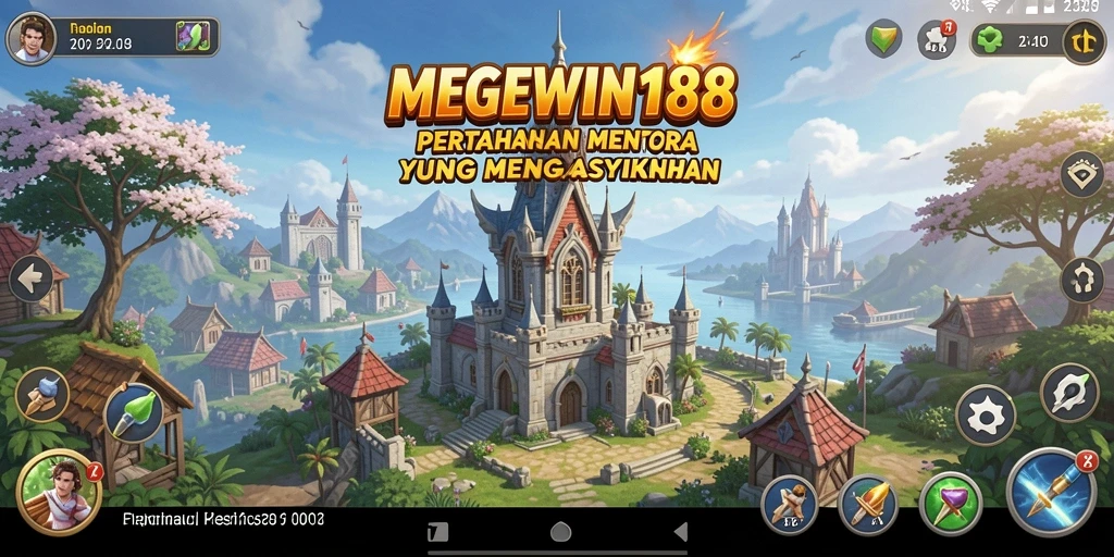 Gameplay menantang Tower Defense di MEGEWIN188 dengan menara dan musuh yang beragam.