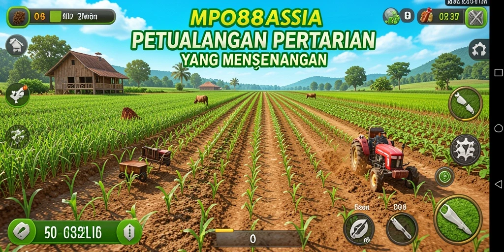 Screenshot MPO88ASIA menampilkan pengguna yang sukses mengelola lahan pertanian.