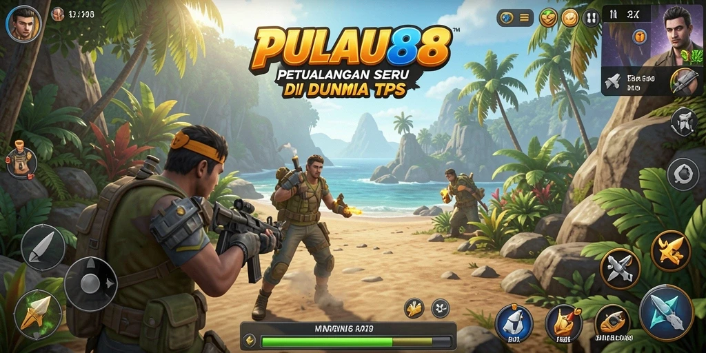 Screenshot utama PULAU88 menunjukkan gameplay TPS yang mendebarkan.